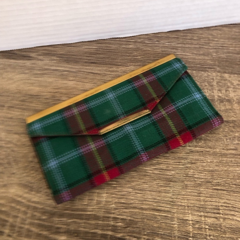 Vtg Canadian Made Leather Wallet with Manitoba Tartan